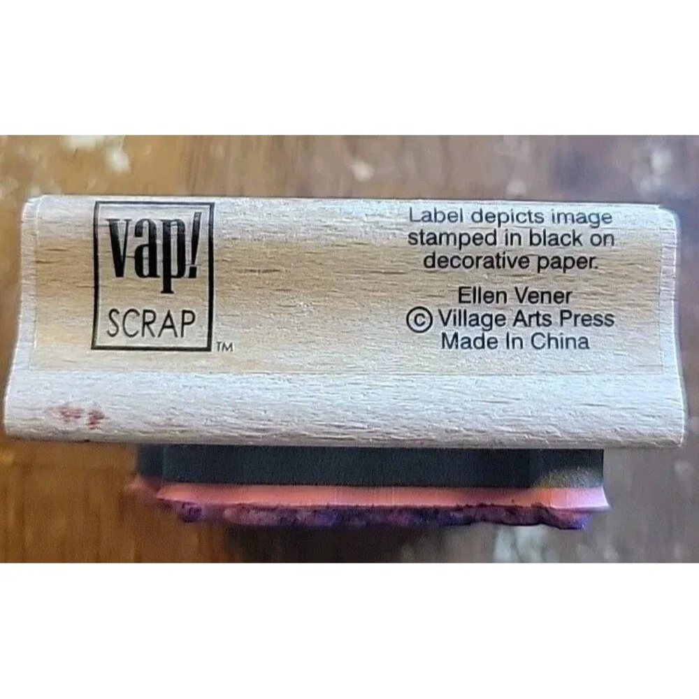 Rubber Stamp - Happy Holidays Script - Wood - Vap! Scrap